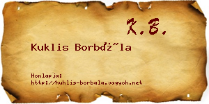 Kuklis Borbála névjegykártya